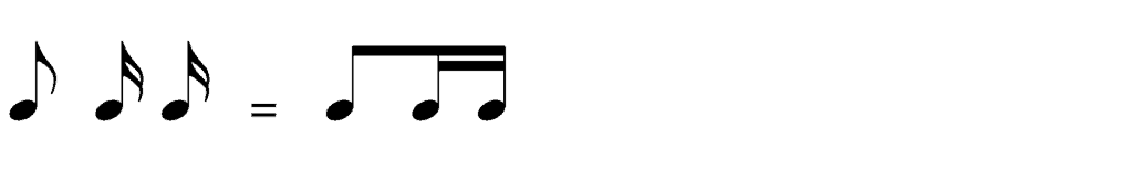 a quaver followed by two semiquavers beamed