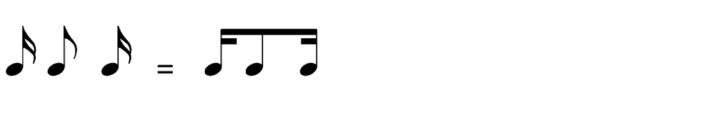 a semiquaver followed by a quaver and a semiquaver beamed