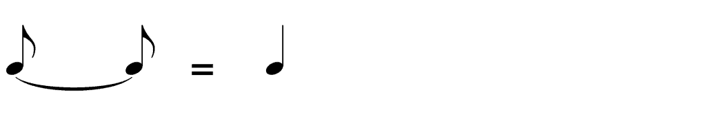 two quavers tied together are equal to a crotchet